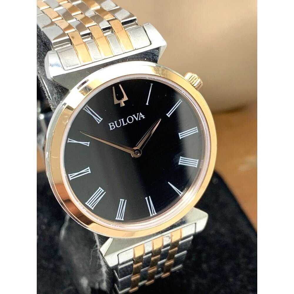 Bulova Women's Watch 98L265 Quartz Black Dial 30mm Two Tone Stainless Steel